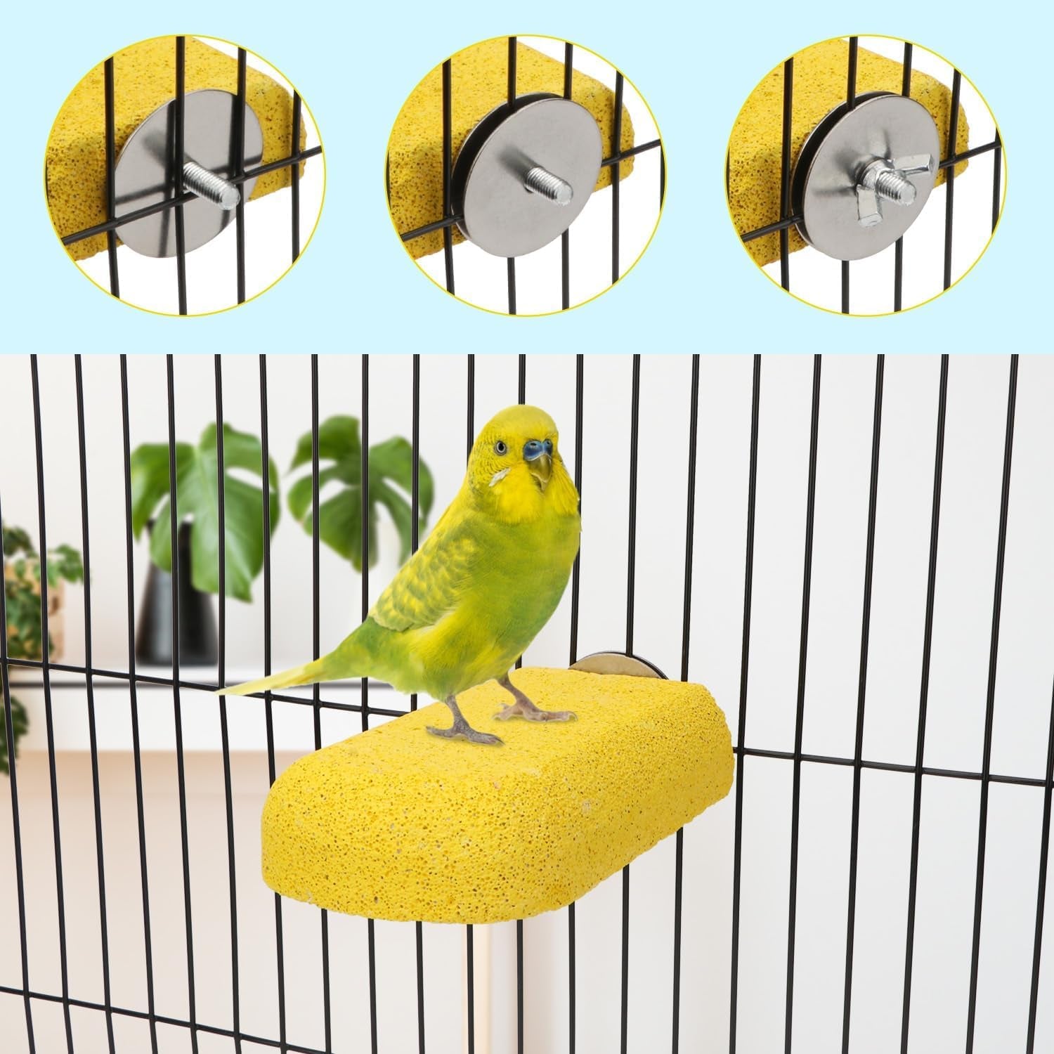 Bird Parrot Calcium Teeth Mouth Molar Grinding Stone Hamster Grinding Stone Chew Toy Perch Jumping Stand for Parrot Budgies Chinchilla Squirrel Hamster Cage Stand Platform