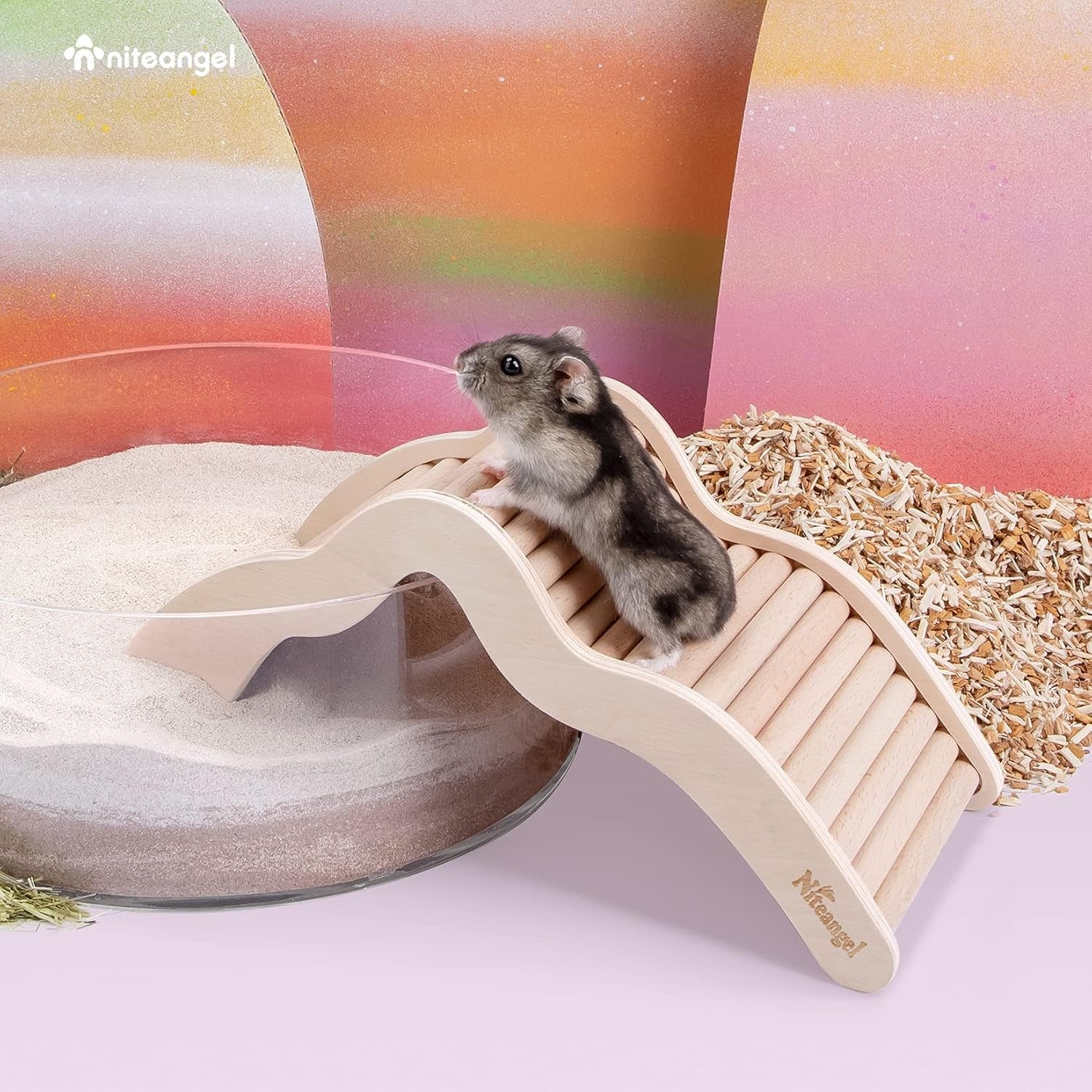 Hamster Climbing Toy Wooden Ladder Bridge for Hamsters Gerbils Mice and Small Animals
