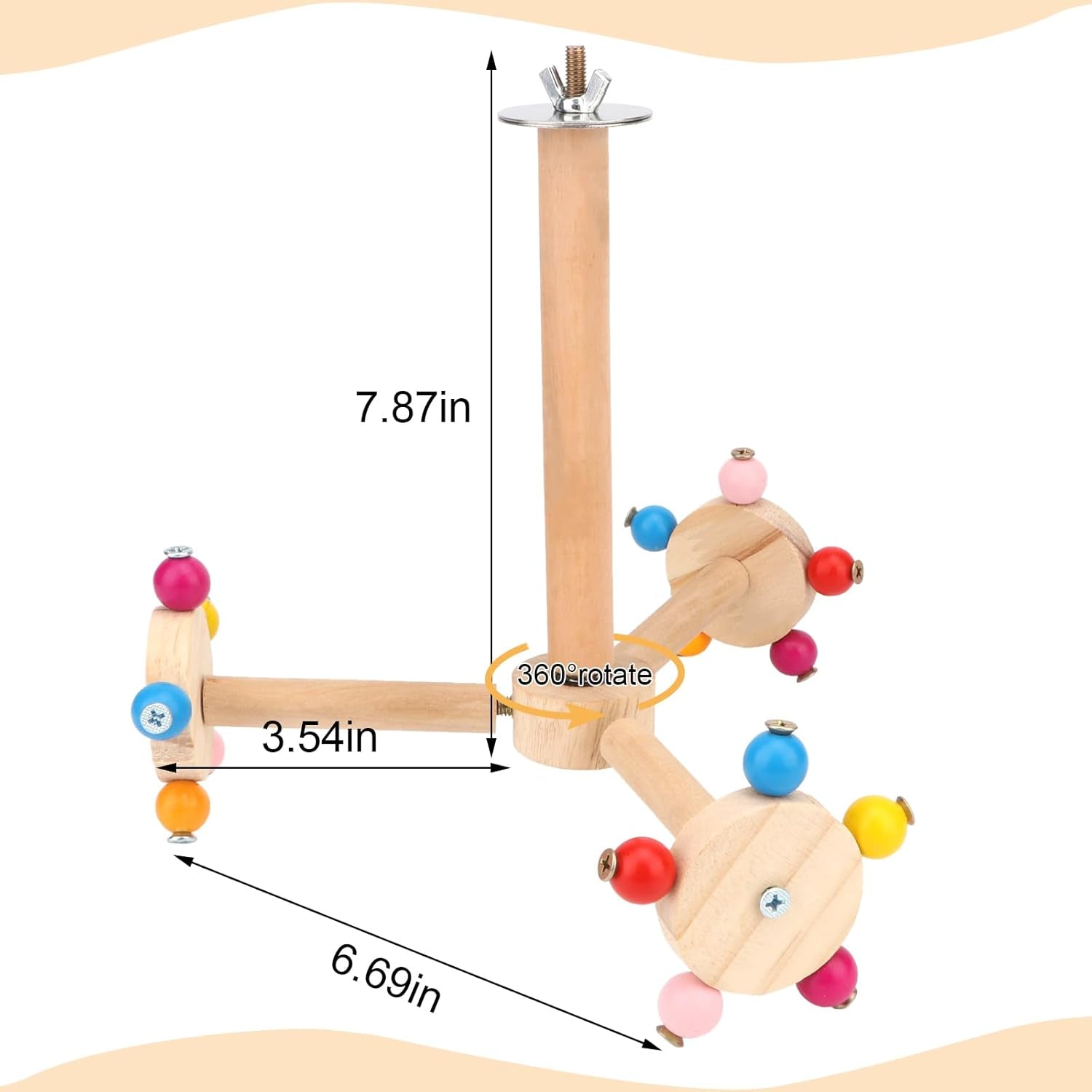 Spinning Bird Perch Stand Toy Natural Wood Interactive Exercise Wheel Parrot Perch Toys Bird Rotating Perch for Parrot Parakeets Budgies Lovebirds Finch Conures (3 Stands)