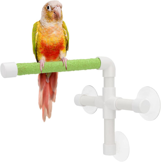 Portable Suction Cup Bird Window and Shower Perch Toy for Bird Parrot Macaw Cockatoo African Greys Budgies Parakeet Bath Perch Toy