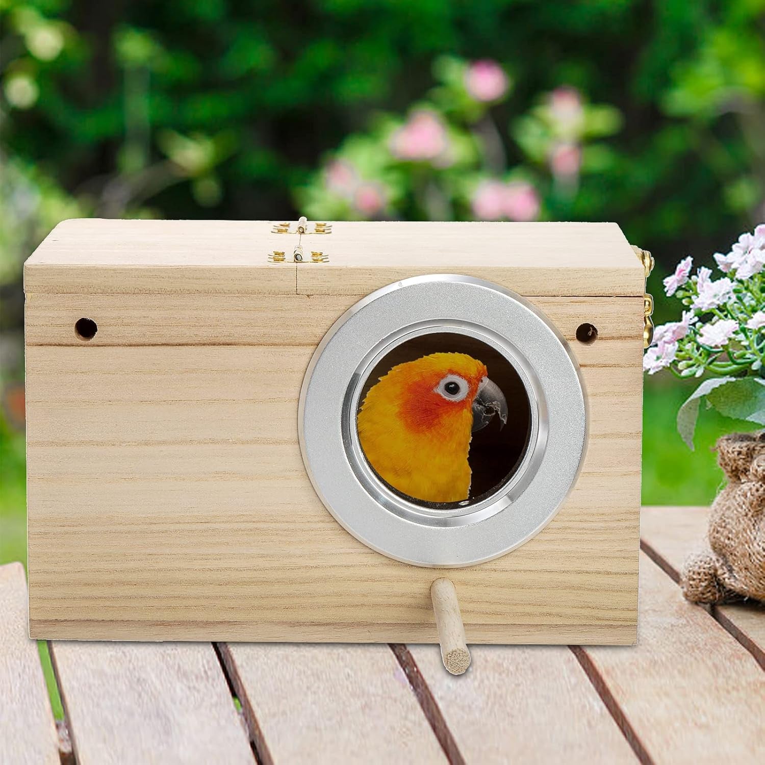 2 Pack Parakeet Nest Box, Natural Wood Bird Nesting Box, Small Bird House Breeding Box for Budgie Lovebirds, Cockatiel, Parrots Mating, Aviary, 7.7×4.7×4.7 Inches