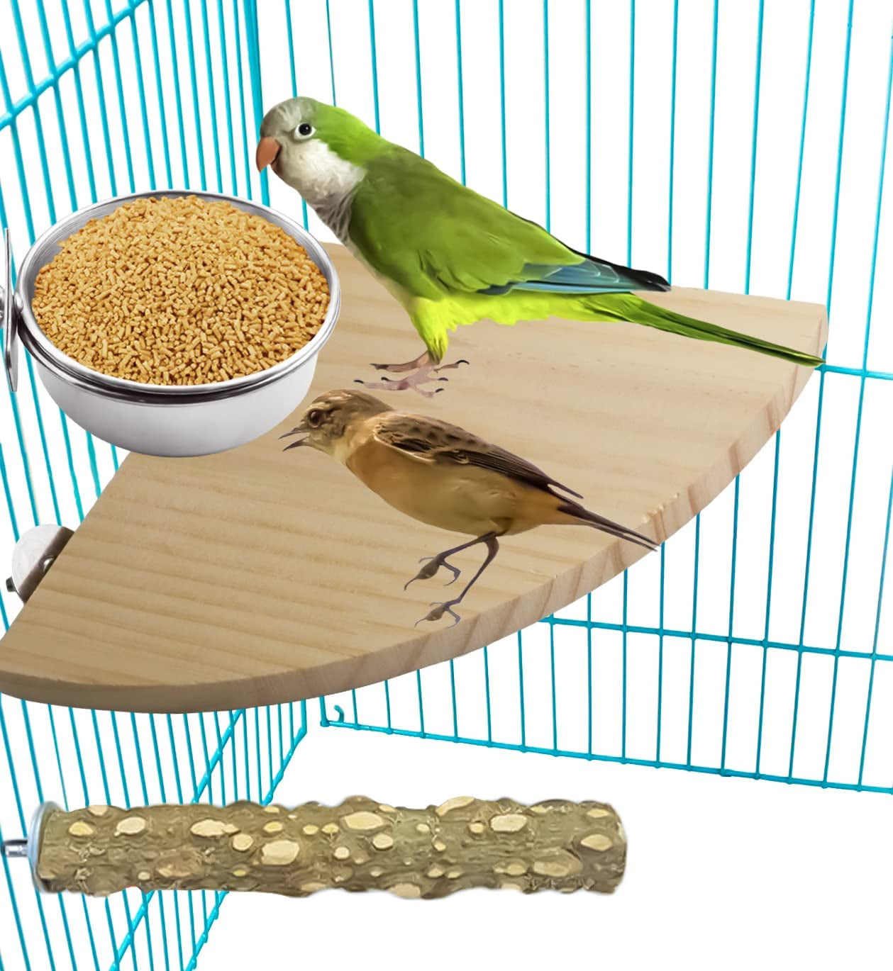 3 Pieces Stainless Steel Bird Feeding Dish Cups, Bird Feeder Parrot Food Water Bowls with Clamp, Pet Cage Cups Holder for Bird Parrot Cockatiel Conure Budgies Parakeet Small Animal