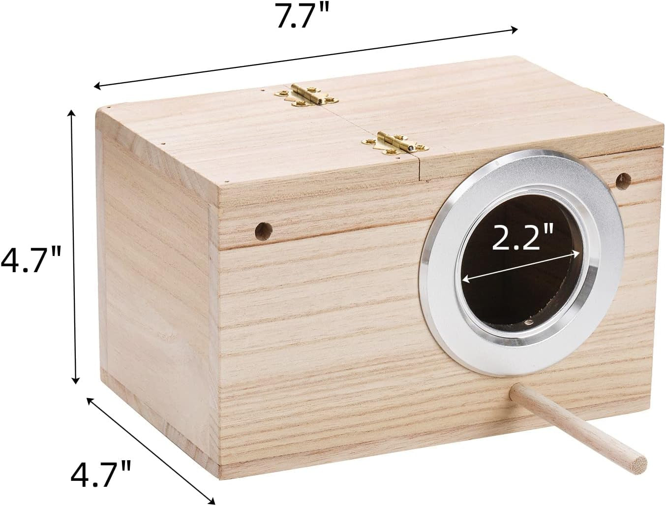 2 Pack Parakeet Nest Box, Natural Wood Bird Nesting Box, Small Bird House Breeding Box for Budgie Lovebirds, Cockatiel, Parrots Mating, Aviary, 7.7×4.7×4.7 Inches