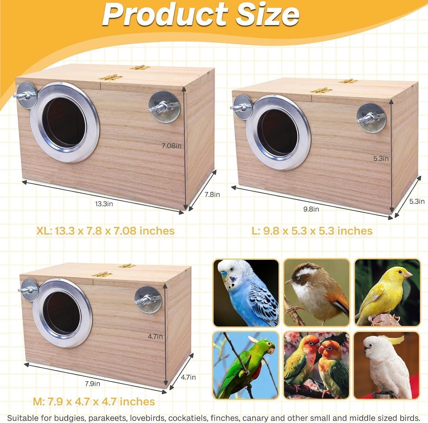 PIVBY Parakeet Nest Box Bird House Budgie Wood Breeding Box for Lovebirds, Parrotlets Mating Box (M:7.94.74.7 Inch)
