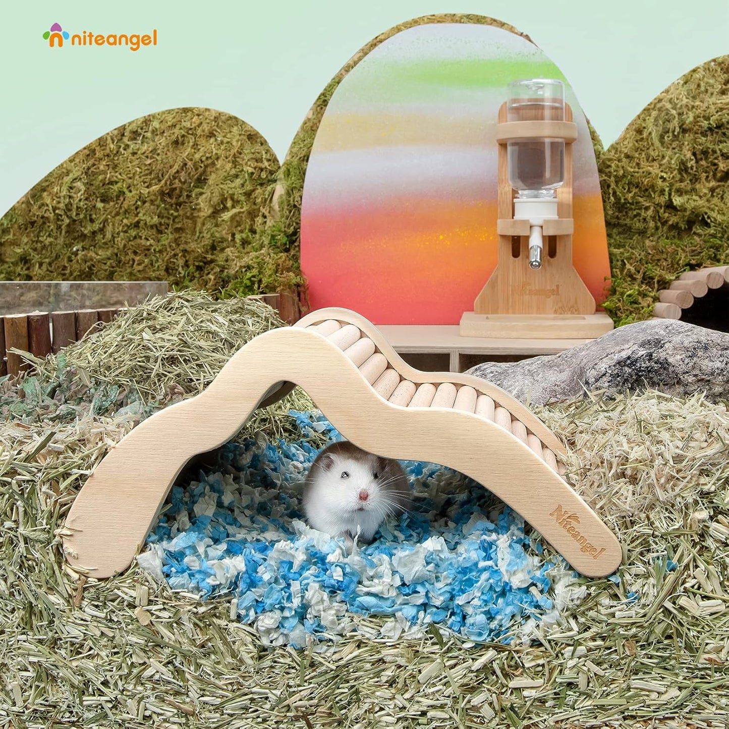 Hamster Climbing Toy Wooden Ladder Bridge for Hamsters Gerbils Mice and Small Animals