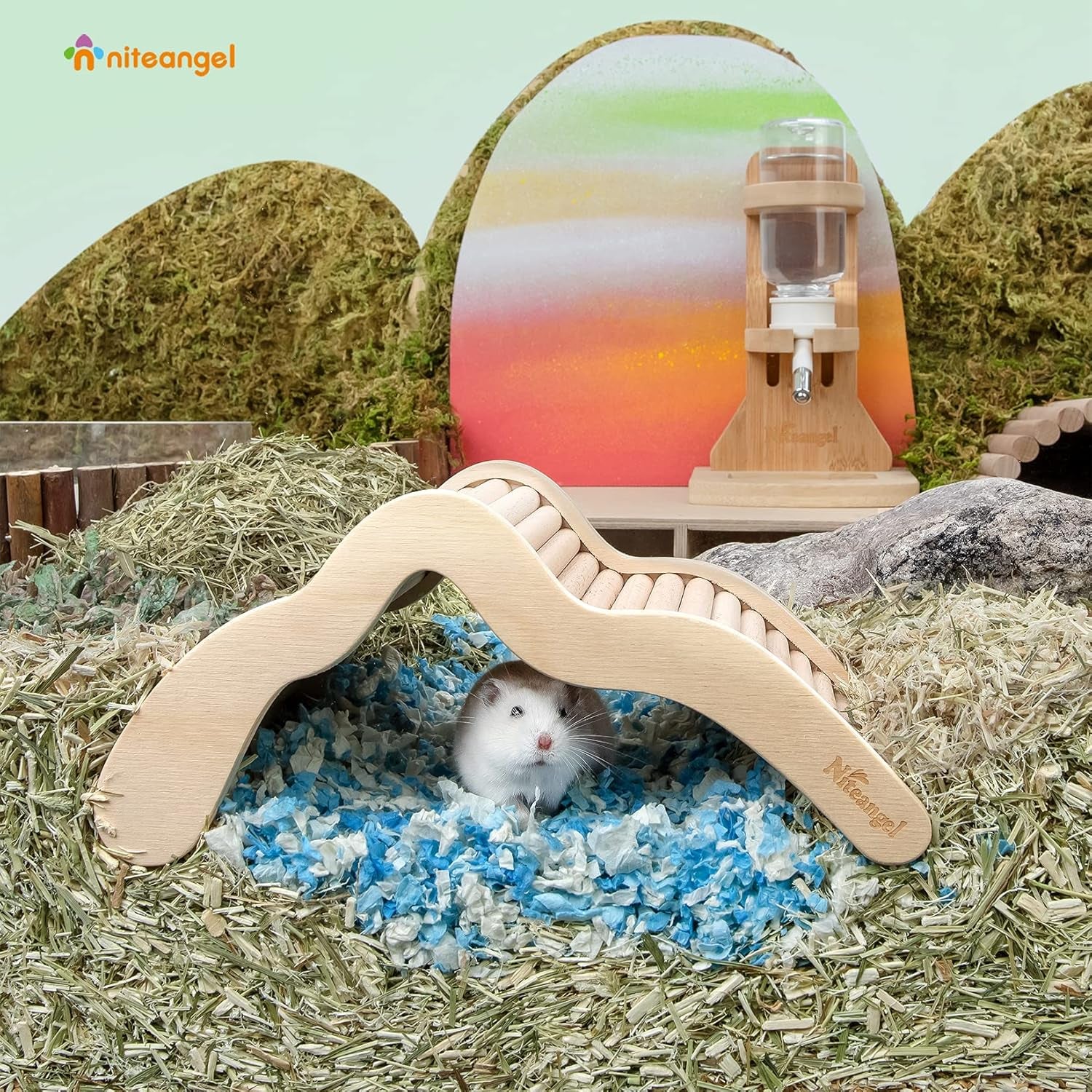 Hamster Climbing Toy Wooden Ladder Bridge for Hamsters Gerbils Mice and Small Animals