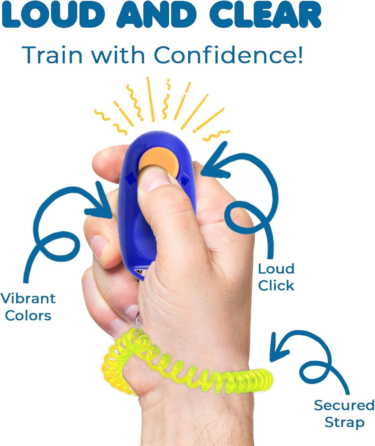 Dog Clickers with Wrist Bands, 2 Inches, Colorful and Practical Set of Simple, Convenient and Effective Training Tools for Puppy or Cat, 7 Pack