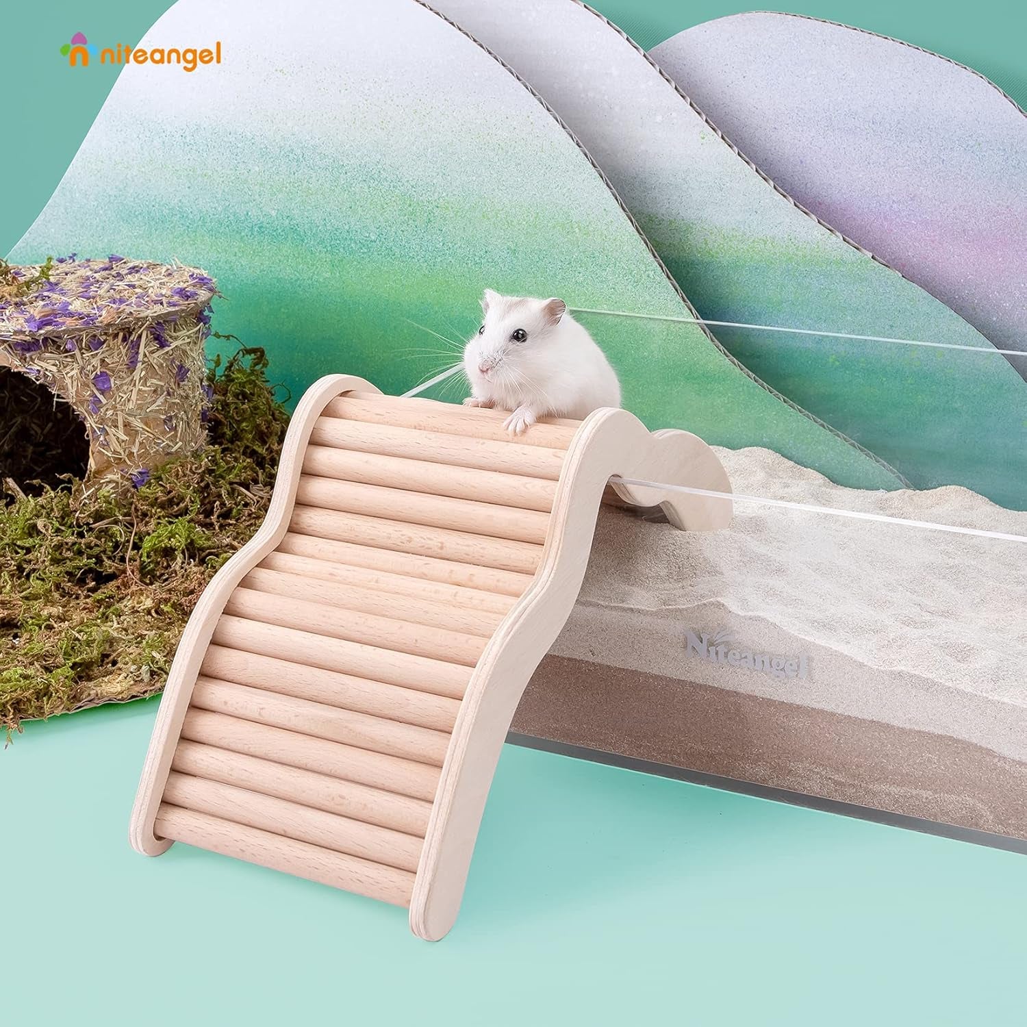 Hamster Climbing Toy Wooden Ladder Bridge for Hamsters Gerbils Mice and Small Animals