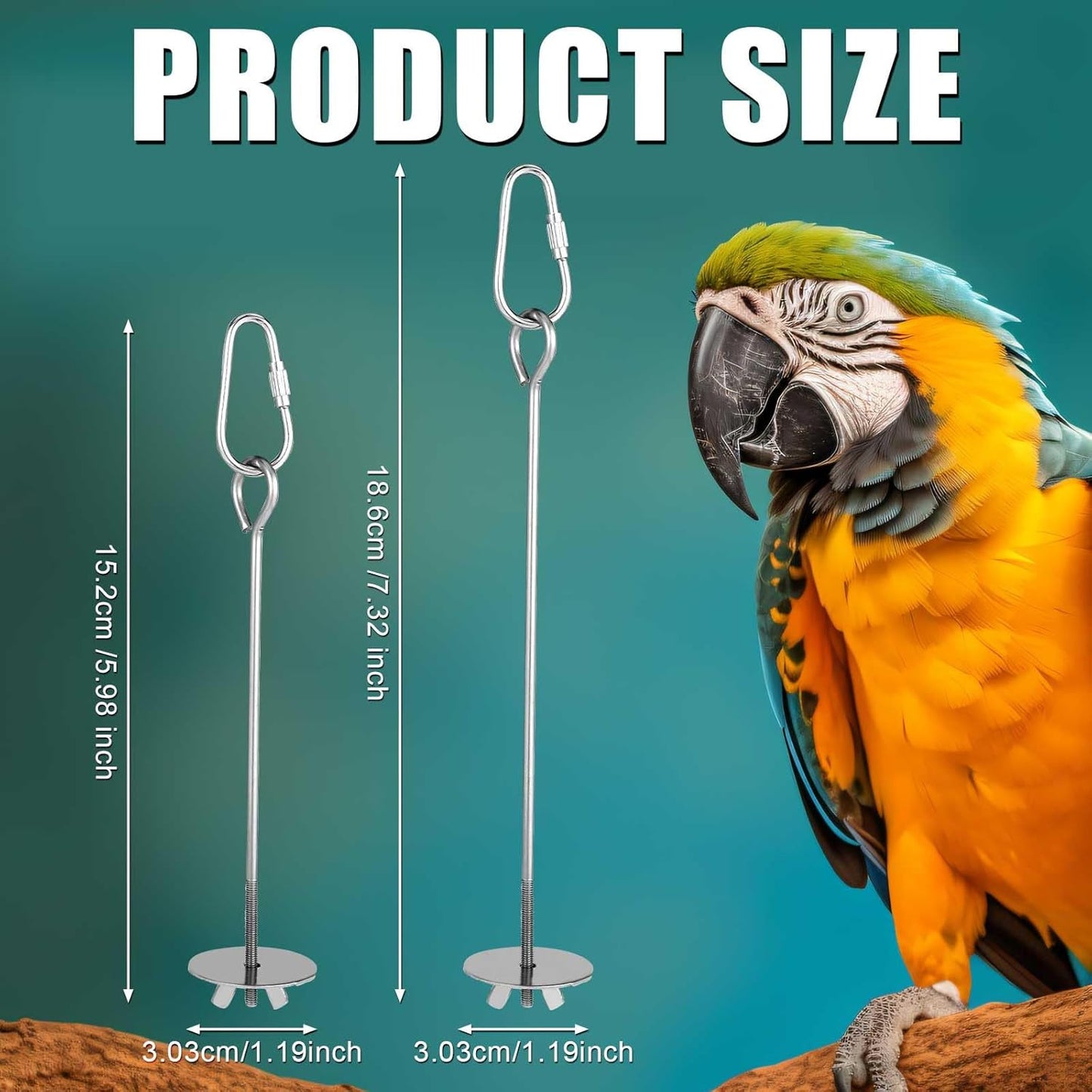 2Pcs Bird Cage Food Holder, Stainless Steel Parrot Fruit Skewer with Hook Bird Fruit Feeder Bird Supplies Foraging Toys for Macaw Parakeet Parrot Budgie
