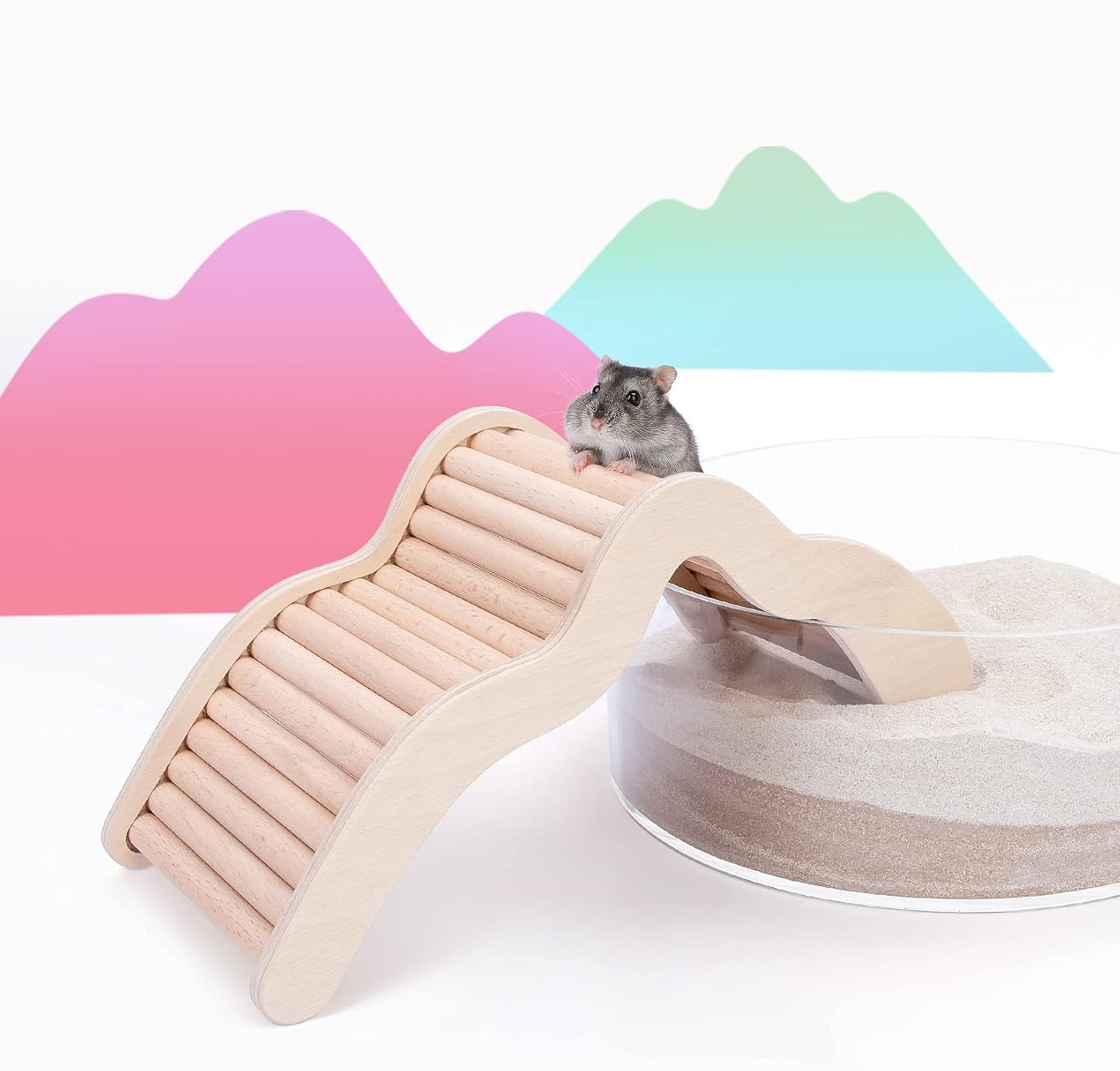 Hamster Climbing Toy Wooden Ladder Bridge for Hamsters Gerbils Mice and Small Animals