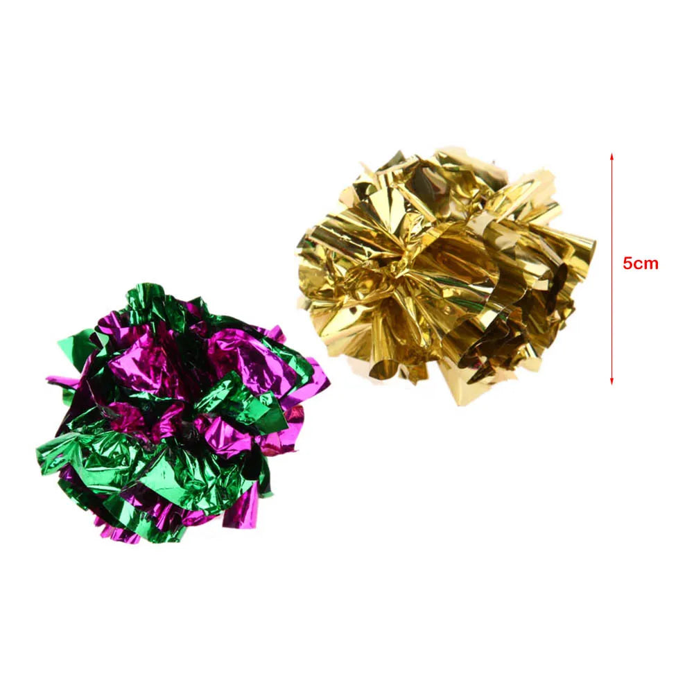 6/12/24Pcs Cat Toy Mylar Balls Colorful Ring Paper Shiny Interactive Sound Ball Crinkly Balls for Cats Sound Toys Pet Play Balls