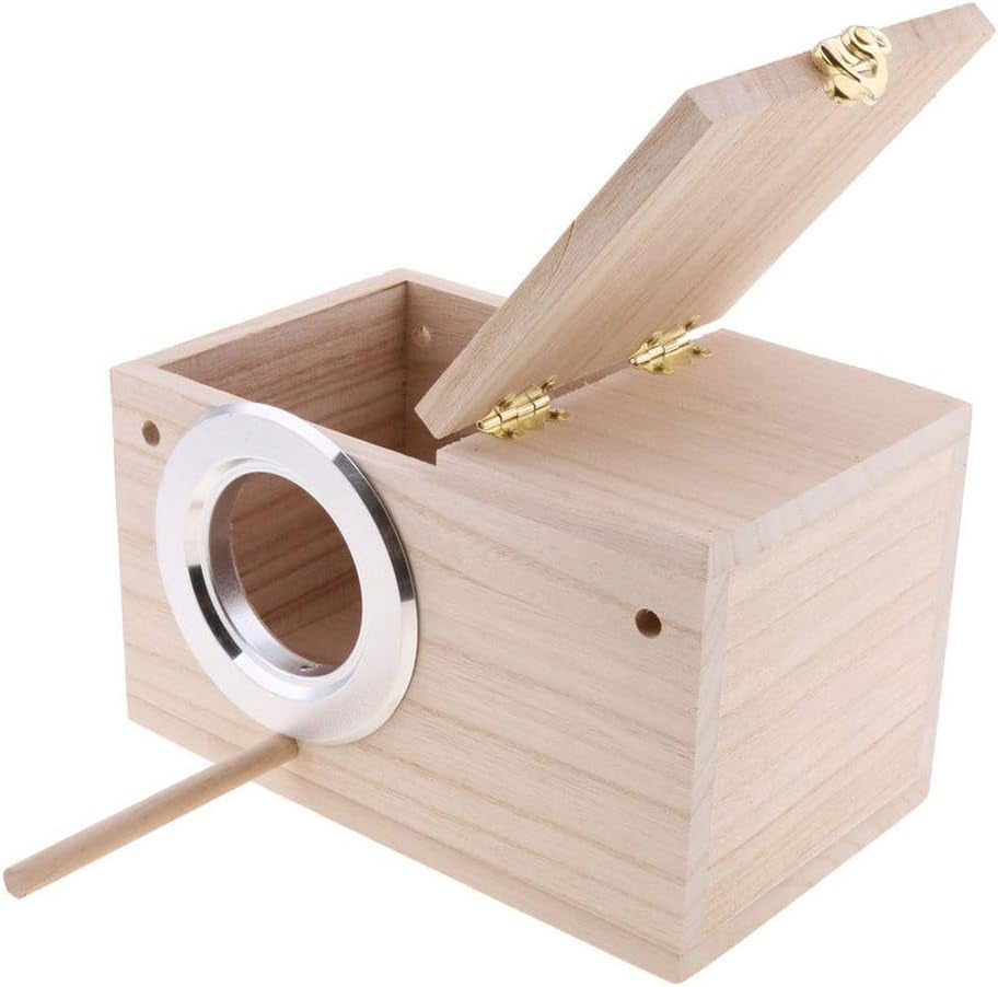 PIVBY Parakeet Nest Box Bird House Budgie Wood Breeding Box for Lovebirds, Parrotlets Mating Box (M:7.94.74.7 Inch)