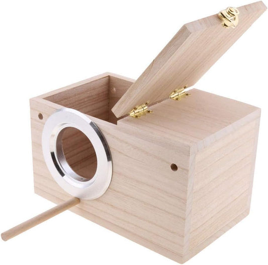 PIVBY Parakeet Nest Box Bird House Budgie Wood Breeding Box for Lovebirds, Parrotlets Mating Box (M:7.94.74.7 Inch)