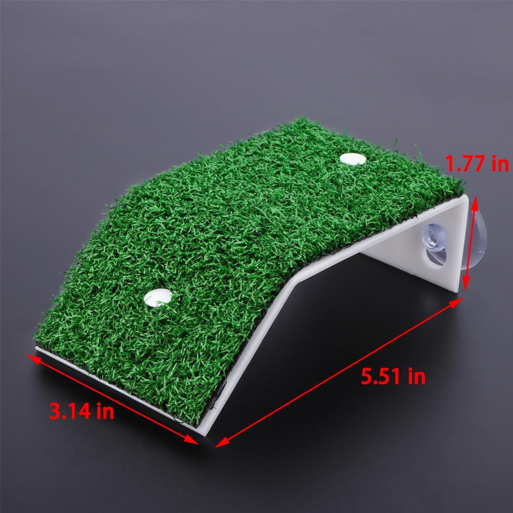 1 Pack Hermit Crab Ramp Toys Simulation Grass Hermit Crab Ramp Climbing Ladder with 1 Pack Ceramic Food Dish for Hermit Crab Habitat
