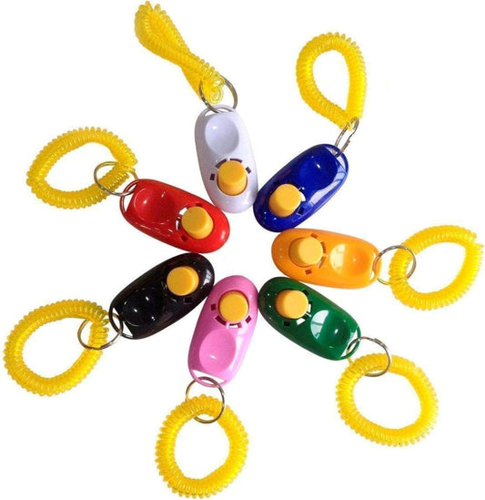 Dog Clickers with Wrist Bands, 2 Inches, Colorful and Practical Set of Simple, Convenient and Effective Training Tools for Puppy or Cat, 7 Pack
