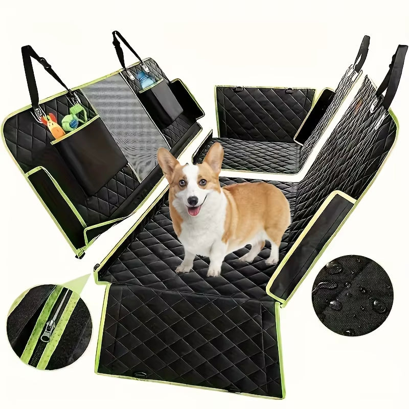 Upgraded 6-In-1 Dog Car Seat Cover for Back Seat, 100% Waterproof Dog Car Hammock, Nonslip Dog Seat Cover for Cars Trucks and SU