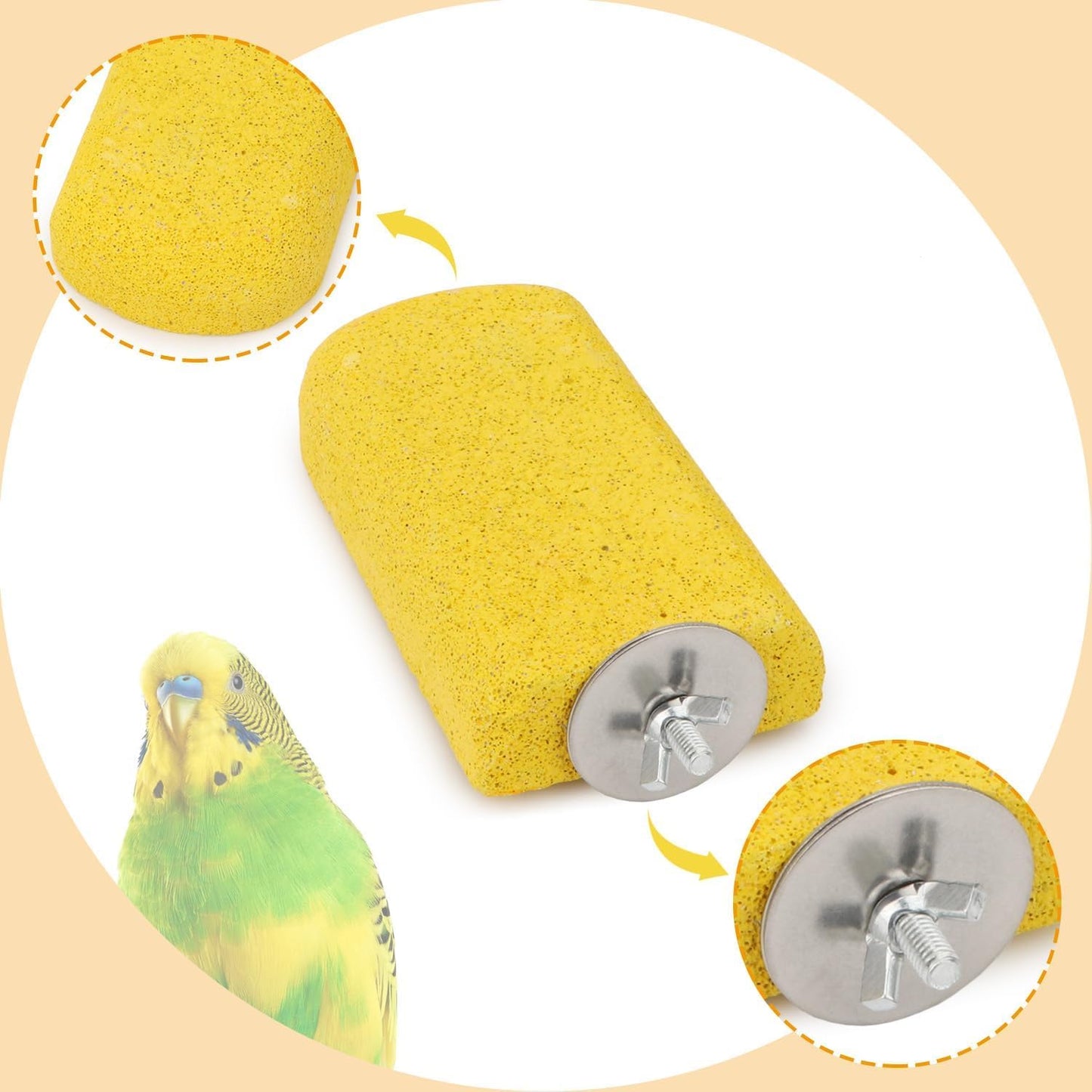 Bird Parrot Calcium Teeth Mouth Molar Grinding Stone Hamster Grinding Stone Chew Toy Perch Jumping Stand for Parrot Budgies Chinchilla Squirrel Hamster Cage Stand Platform
