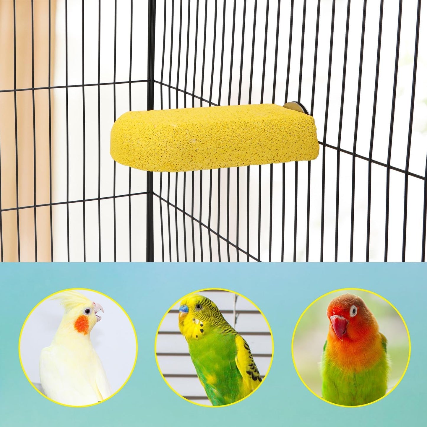 Bird Parrot Calcium Teeth Mouth Molar Grinding Stone Hamster Grinding Stone Chew Toy Perch Jumping Stand for Parrot Budgies Chinchilla Squirrel Hamster Cage Stand Platform