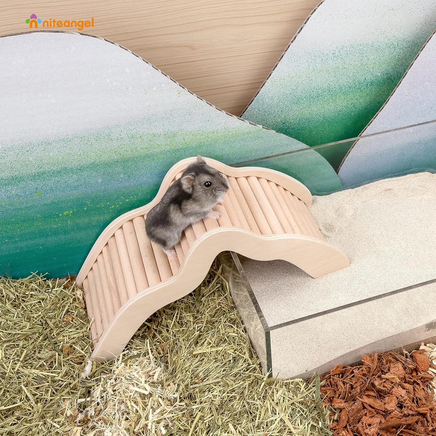 Hamster Climbing Toy Wooden Ladder Bridge for Hamsters Gerbils Mice and Small Animals