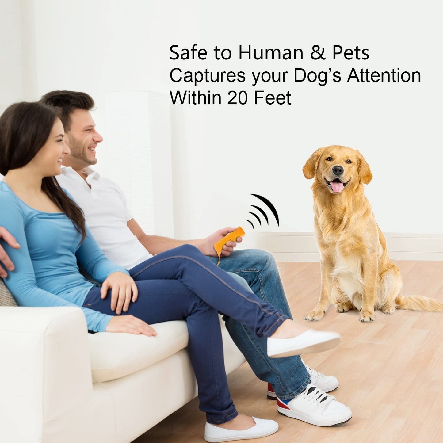 LED Ultrasonic Dog Repeller and Trainer Device 3 in 1 anti Barking Stop Bark Handheld Dog Training Device (Yellow)