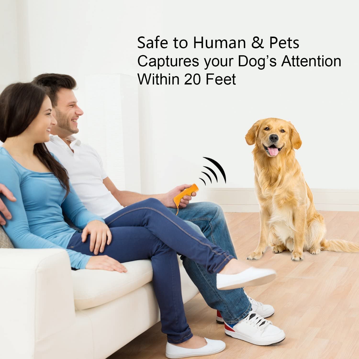 LED Ultrasonic Dog Repeller and Trainer Device 3 in 1 anti Barking Stop Bark Handheld Dog Training Device (Yellow)
