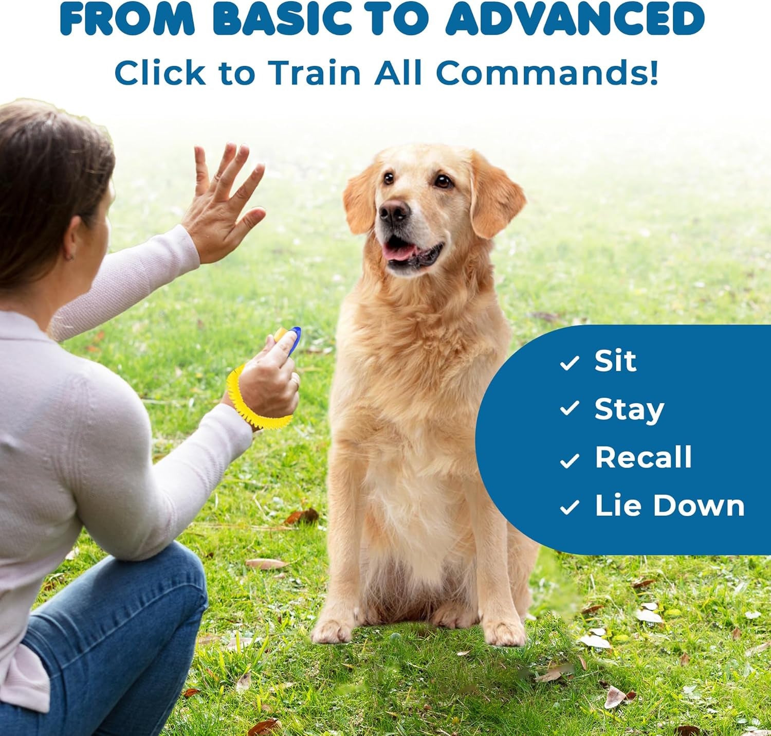 Dog Clickers with Wrist Bands, 2 Inches, Colorful and Practical Set of Simple, Convenient and Effective Training Tools for Puppy or Cat, 7 Pack