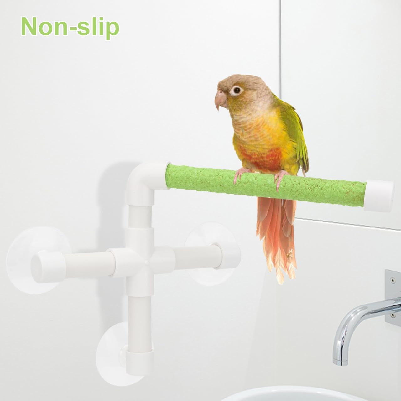 Portable Suction Cup Bird Window and Shower Perch Toy for Bird Parrot Macaw Cockatoo African Greys Budgies Parakeet Bath Perch Toy
