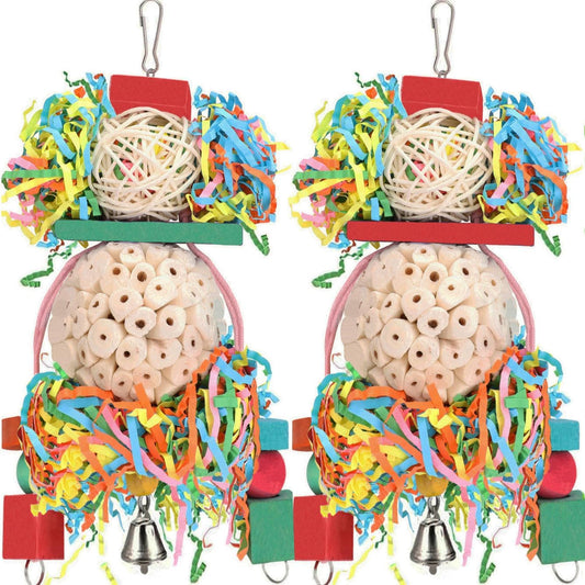 Bird Toys Conure Toys Hanging Natural Soft Sola Ball Beak Chew Shred Forage Toys for Parrots,Cockatiel,Conure,Love Birds,Parakeets,Budgie and Other Small Birds (PET-ONLY USE)