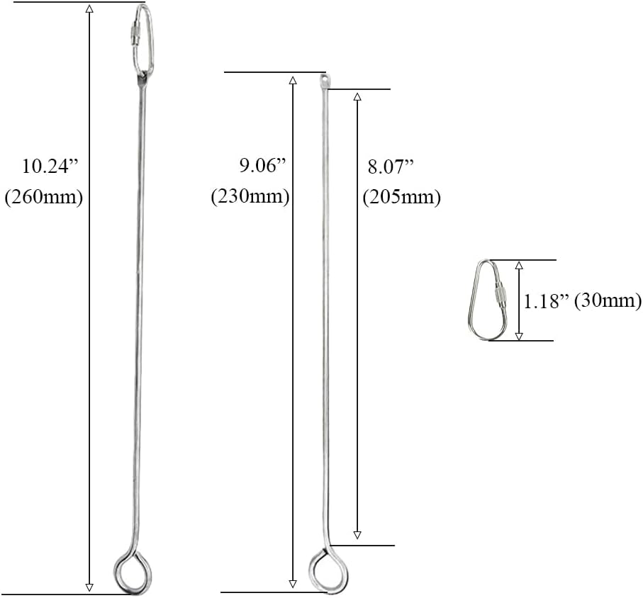 2Pcs Hanging Bird Treat Skewer Parrot Fruit Feeder, 10.2 Inch Stainless Steel Bird Fruit Fork Food Holder Foraging Toy for Parrot Parakeet Conure,